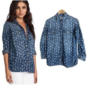 Current Elliot The Perfect Shirt in Paisley Sketch Size Small